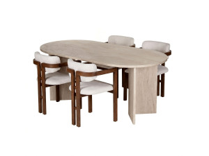 Zestaw stołowy z krzesłami (5 elementów) z drewna „Meridia 4” – 180 x 90 x 75 cm – biały