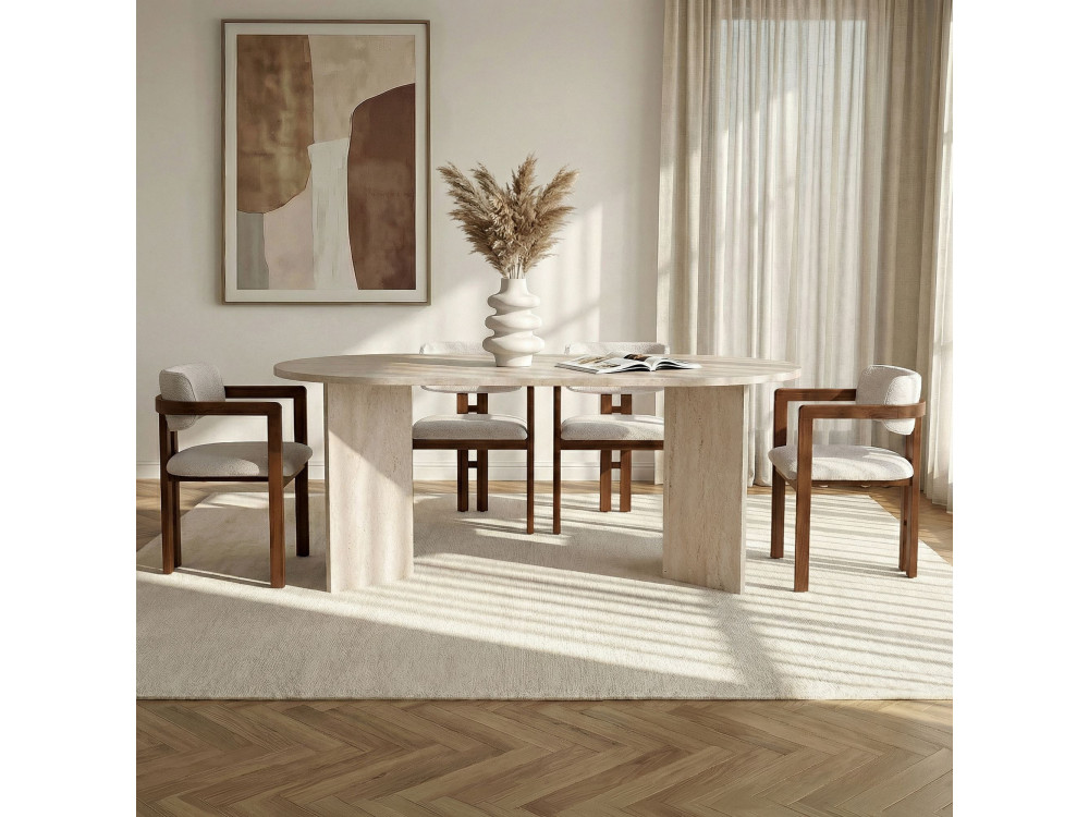 Zestaw stołowy z krzesłami (5 elementów) z drewna „Meridia 4” – 180 x 90 x 75 cm – biały