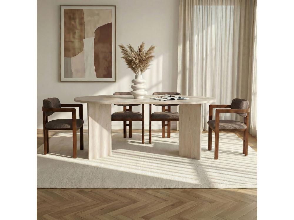 Zestaw stołowy z krzesłami (5 elementów) z drewna „Meridia 4” – 180 x 90 x 75 cm – brązowy