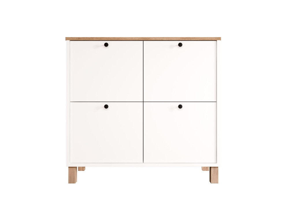 Drewniana szafka na buty „Nord” – 90 x 35 x 85 cm – biała