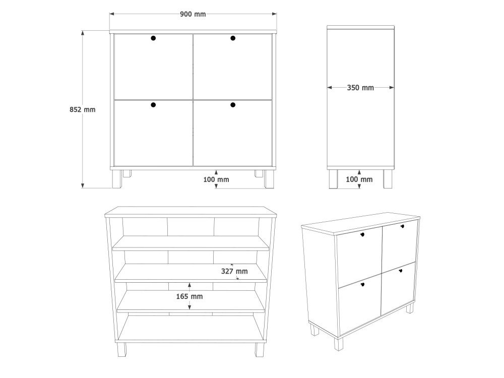 Drewniana szafka na buty „Nord” – 90 x 35 x 85 cm – biała