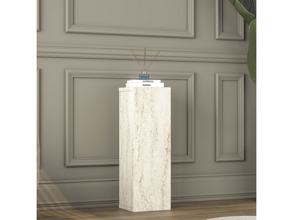 Drewniany stolik pomocniczy „AD108” – 20 x 18 x 60 cm – trawertyn
