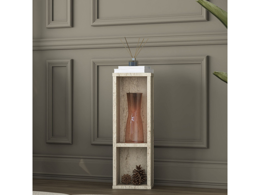 Drewniany stolik pomocniczy „AD108” – 20 x 18 x 60 cm – trawertyn