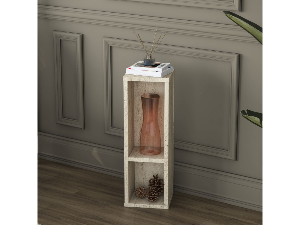Drewniany stolik pomocniczy „AD108” – 20 x 18 x 60 cm – trawertyn