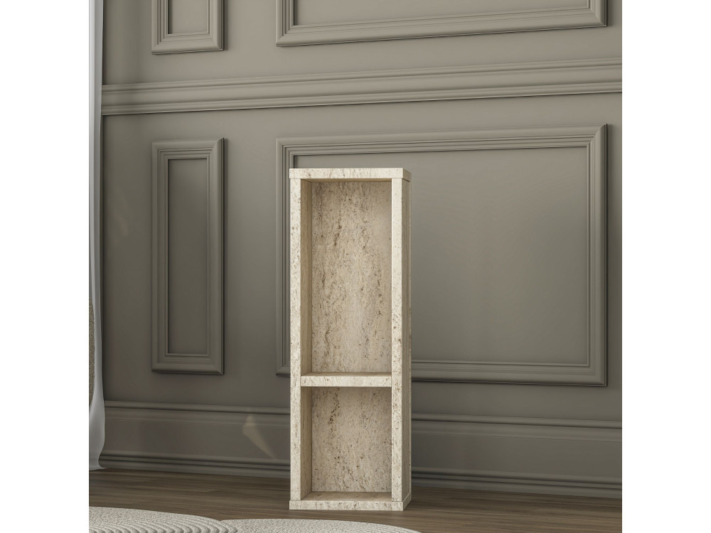 Drewniany stolik pomocniczy „AD108” – 20 x 18 x 60 cm – trawertyn