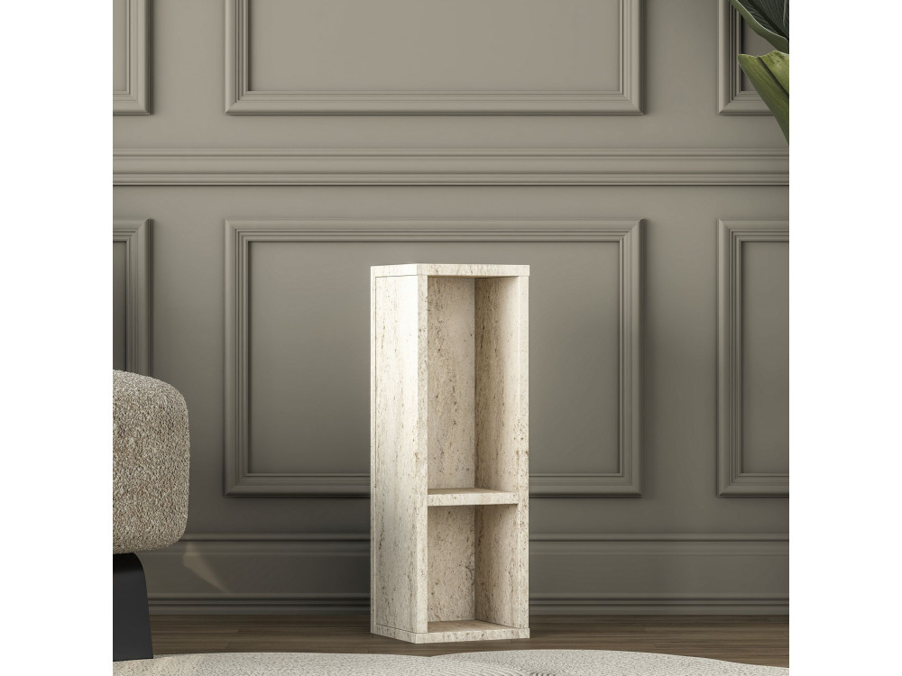 Drewniany stolik pomocniczy „AD108” – 20 x 18 x 60 cm – trawertyn