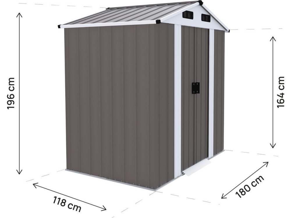 Metalowa szopa ogrodowa „Dallas II” – 2,17 m² – kolor taupe