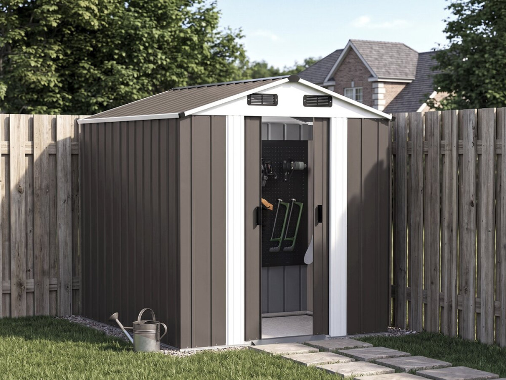 Metalowa altana ogrodowa „Dallas” – 4,12 m² – kolor taupe