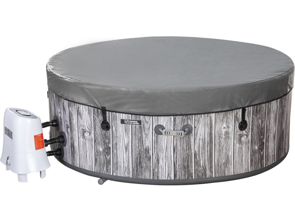 Nadmuchiwane, półsztywne jacuzzi z PVC imitujące drewno „Antibes” – 6 miejsc – szare