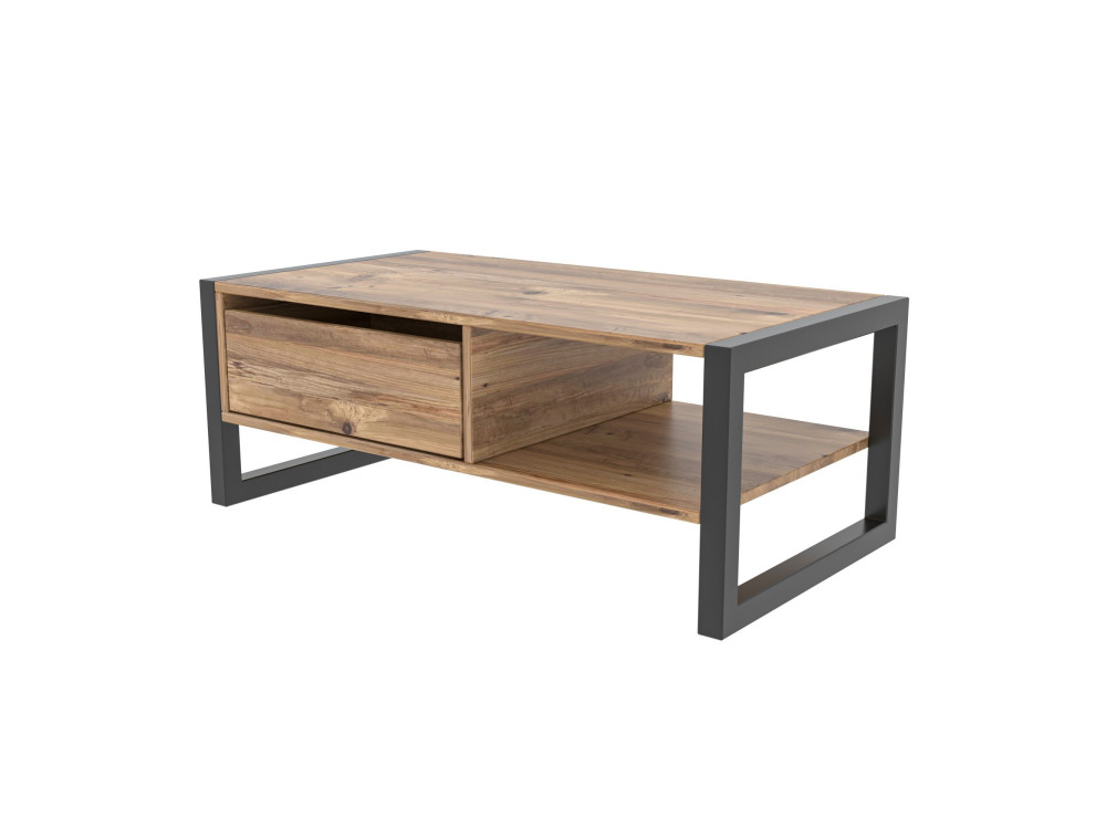 Drewniany stolik kawowy „Haldizen” – 105 x 55 x 40 cm – brązowy