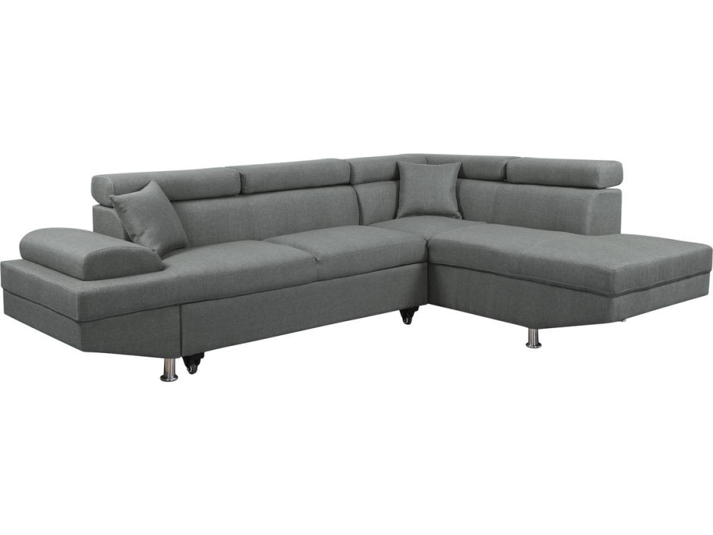 Sofa narożna "Sophia luxe" - 265 x 190.5 x 80/91 cm - Szara - Prawostronna