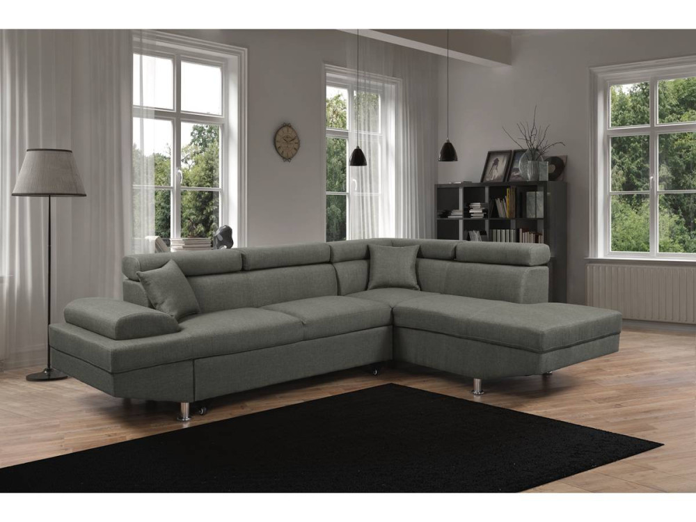 Sofa narożna "Sophia luxe" - 265 x 190.5 x 80/91 cm - Szara - Prawostronna