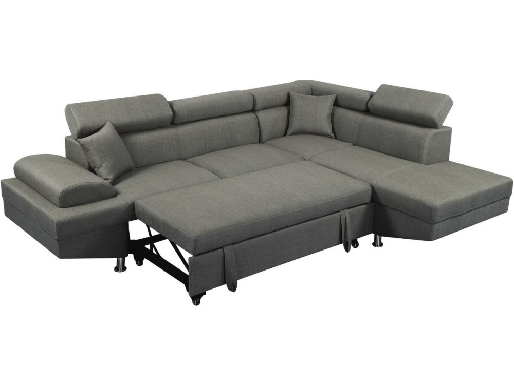 Sofa narożna "Sophia luxe" - 265 x 190.5 x 80/91 cm - Szara - Prawostronna
