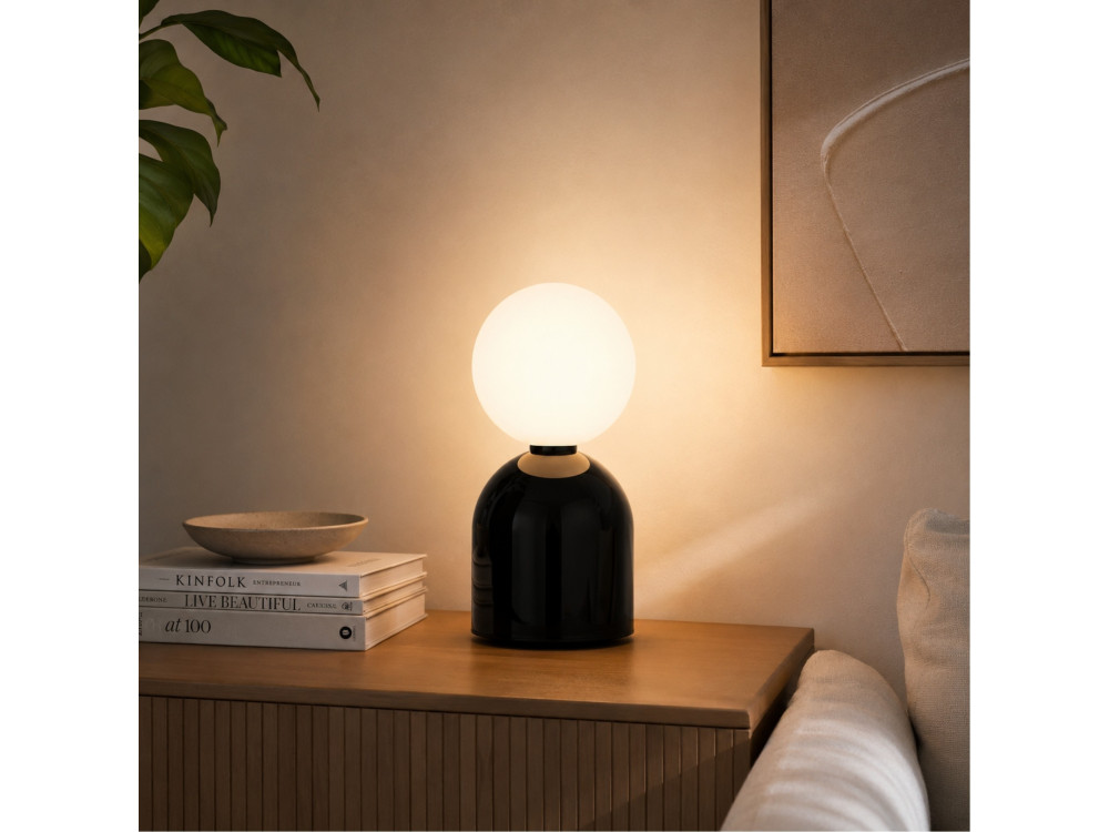 Metalowa lampa stołowa „Pupa” – 14 x 14 x 25 cm – czarna