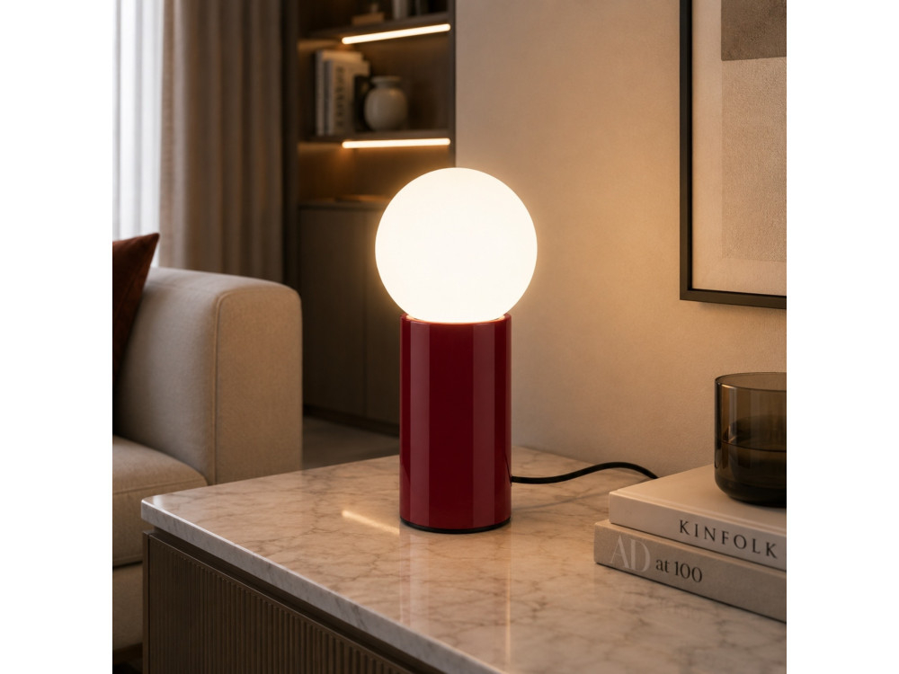 Metalowa lampa stołowa „Polo” – 15 x 15 x 35 cm – czerwona