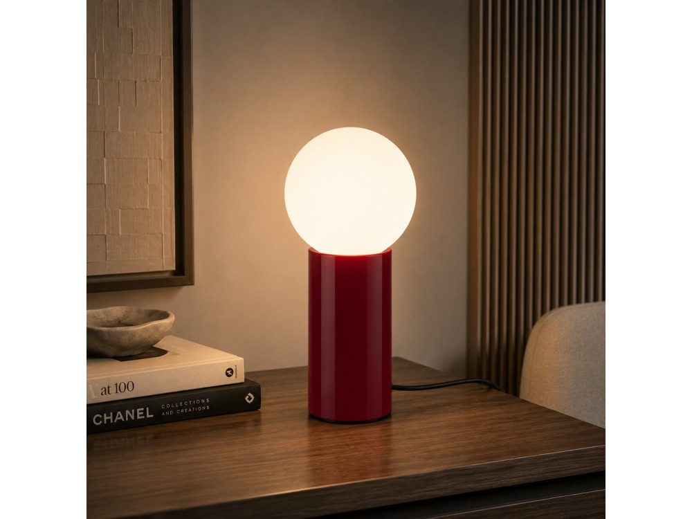 Metalowa lampa stołowa „Polo” – 15 x 15 x 35 cm – czerwona