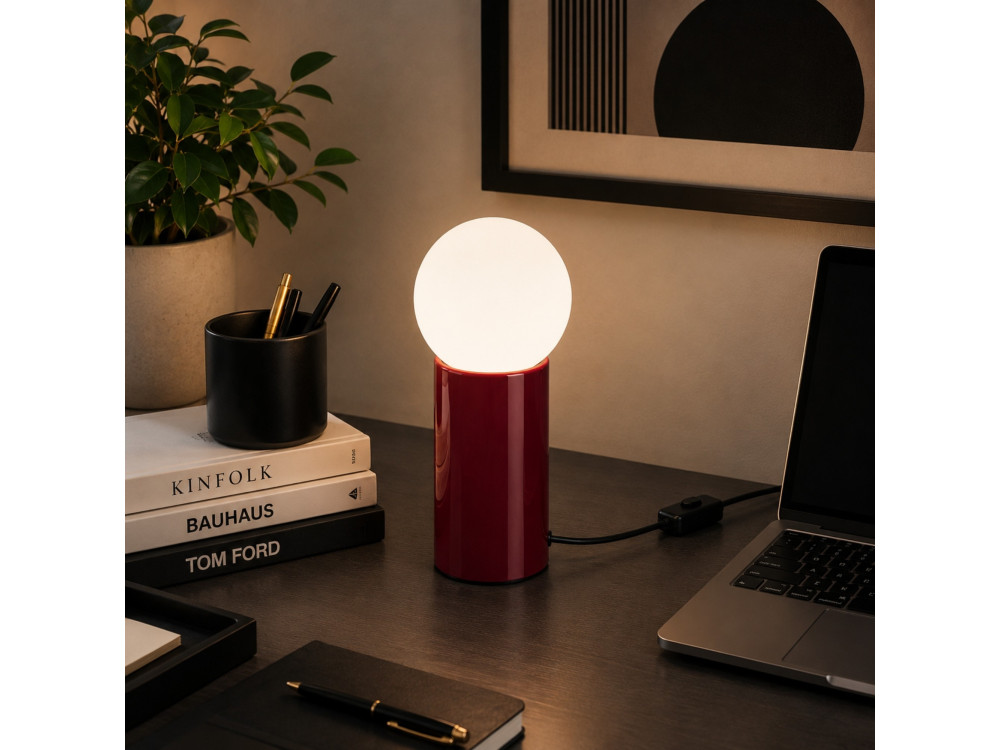 Metalowa lampa stołowa „Polo” – 15 x 15 x 35 cm – czerwona