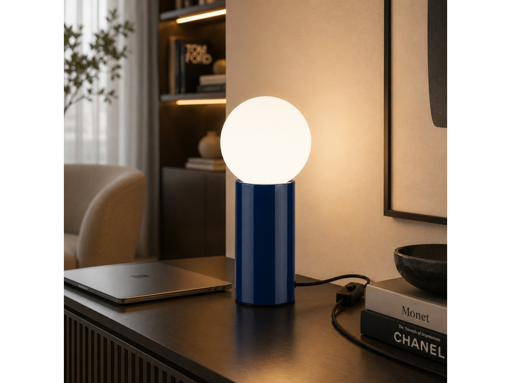 Metalowa lampa stołowa „Polo” – 15 x 15 x 35 cm – niebieska