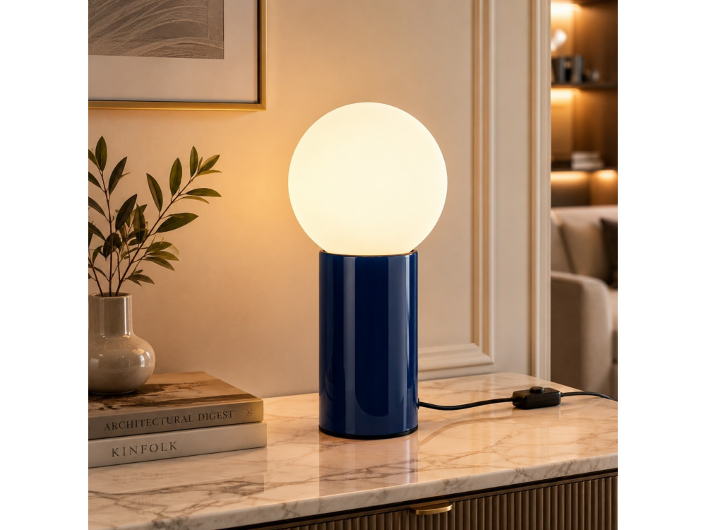 Metalowa lampa stołowa „Polo” – 15 x 15 x 35 cm – niebieska