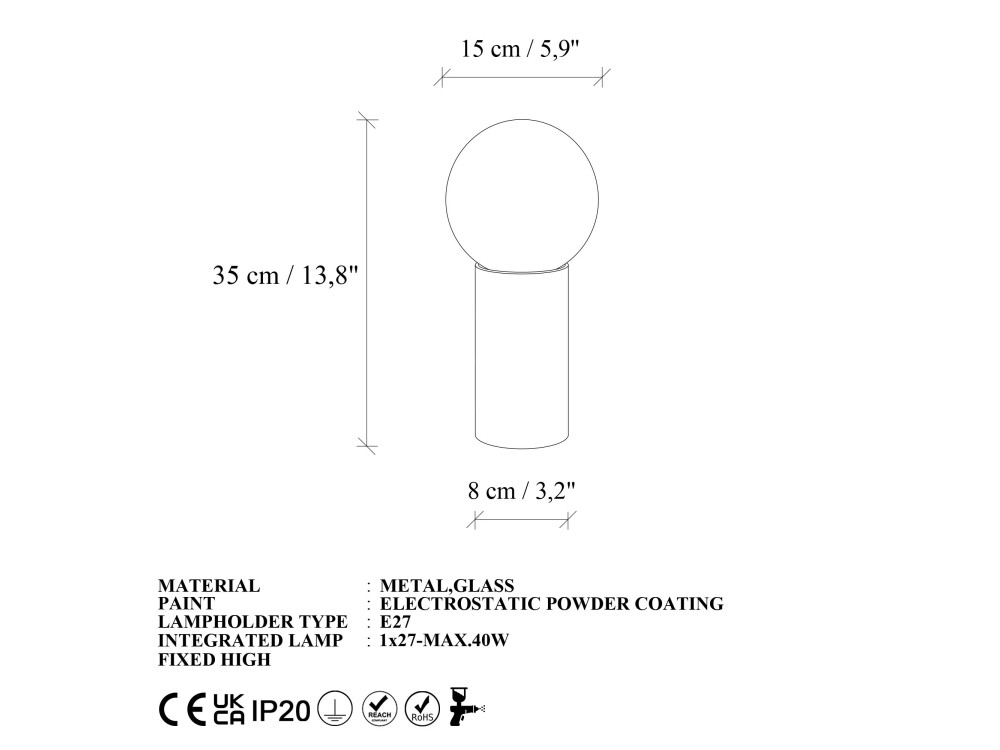 Metalowa lampa stołowa „Polo” – 15 x 15 x 35 cm – beżowa