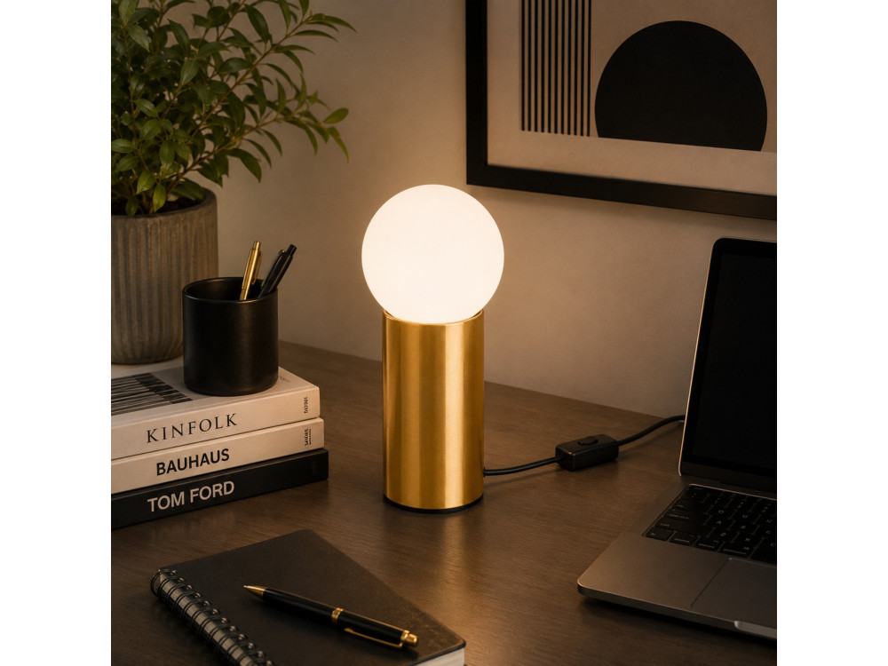 Metalowa lampa stołowa „Polo” – 15 x 15 x 35 cm – żółta