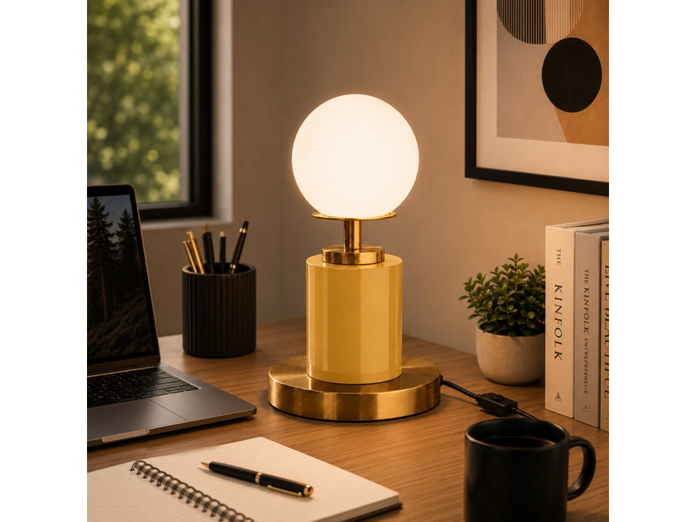 Metalowa lampa stołowa „Moira” – 17 x 17 x 34 cm – żółta