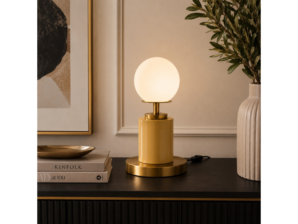 Metalowa lampa stołowa „Moira” – 17 x 17 x 34 cm – żółta