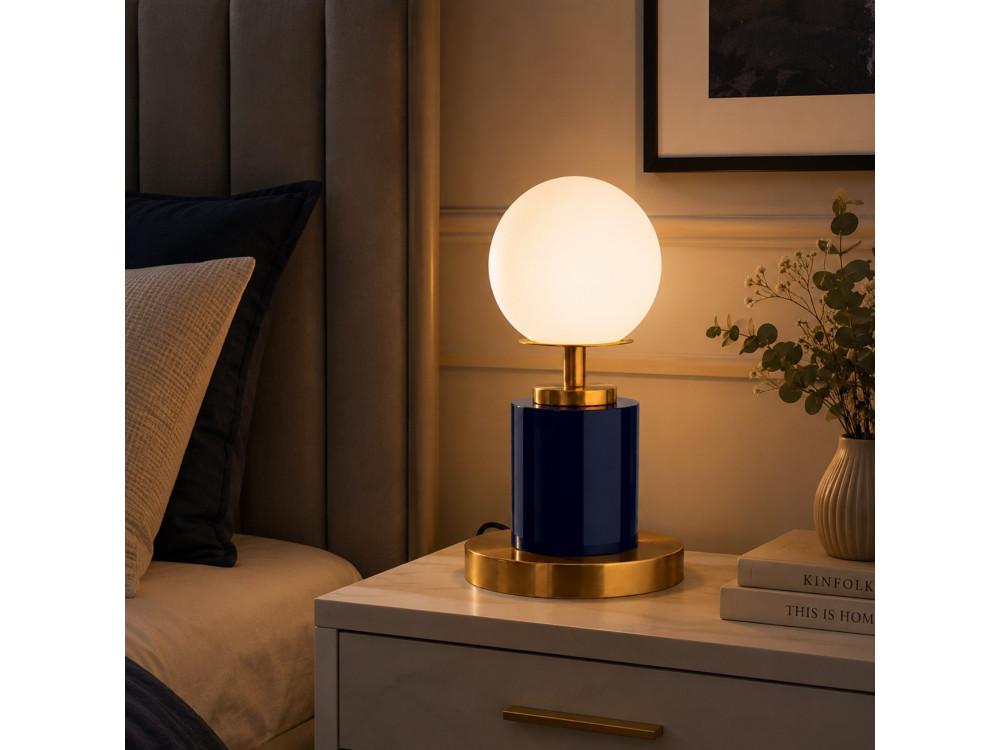 Metalowa lampa stołowa „Moira” – 17 x 17 x 34 cm – niebieska