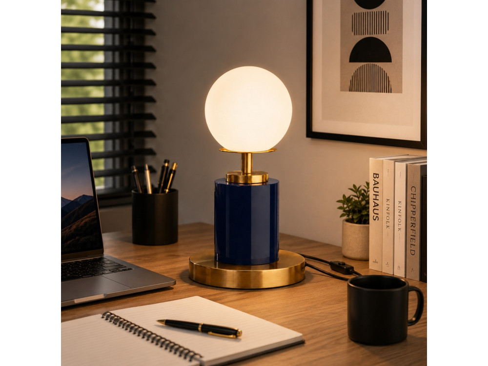 Metalowa lampa stołowa „Moira” – 17 x 17 x 34 cm – niebieska