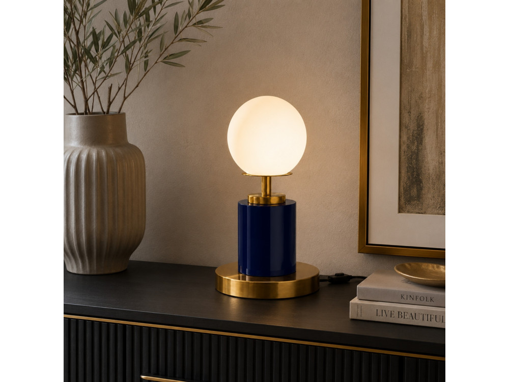 Metalowa lampa stołowa „Moira” – 17 x 17 x 34 cm – niebieska