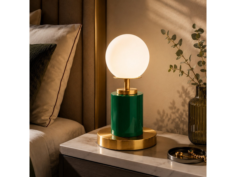 Metalowa lampa stołowa „Moira” – 17 x 17 x 34 cm – zielona