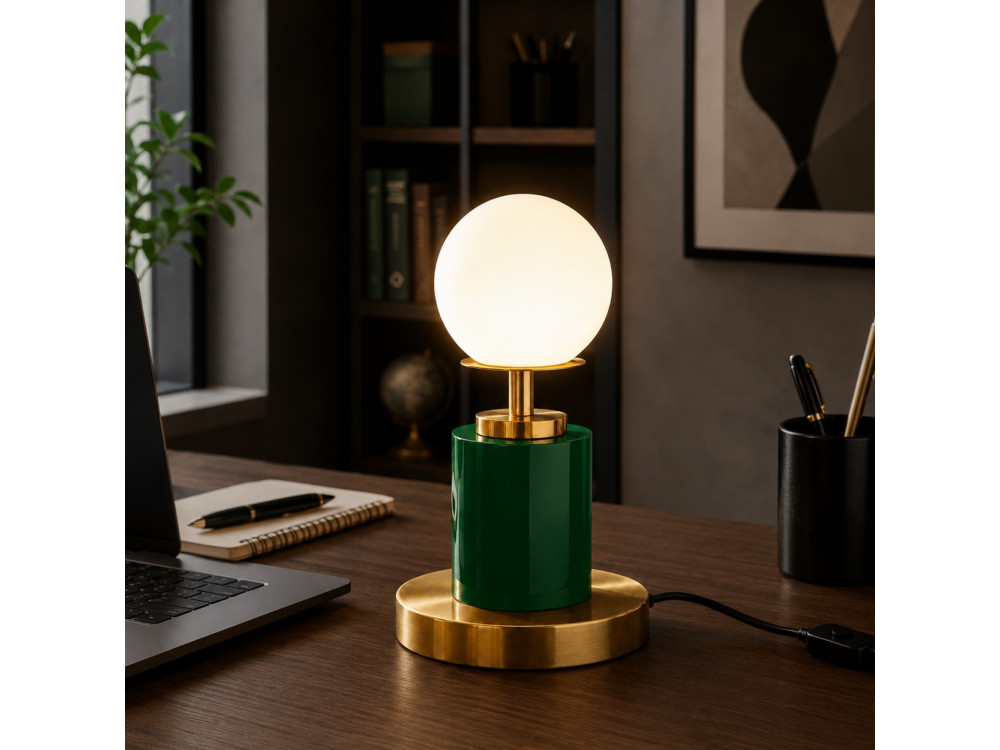 Metalowa lampa stołowa „Moira” – 17 x 17 x 34 cm – zielona