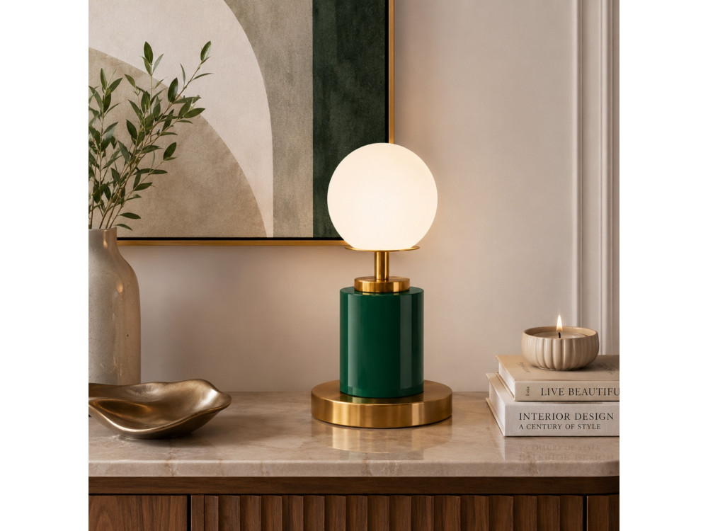 Metalowa lampa stołowa „Moira” – 17 x 17 x 34 cm – zielona