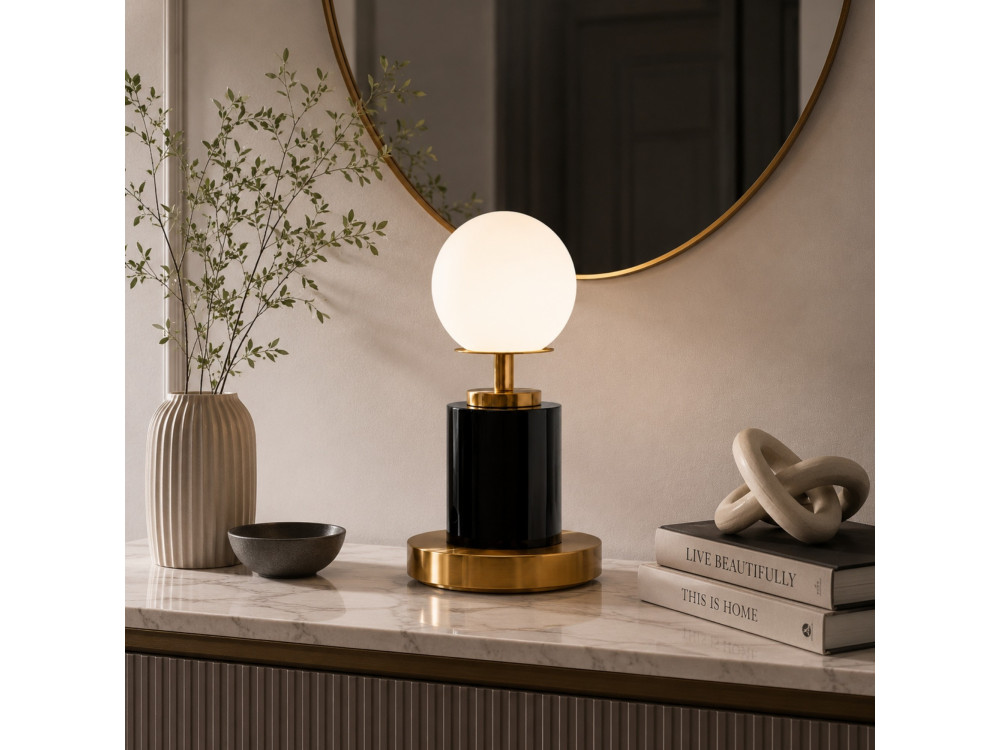 Metalowa lampa stołowa „Moira” – 17 x 17 x 34 cm – czarna