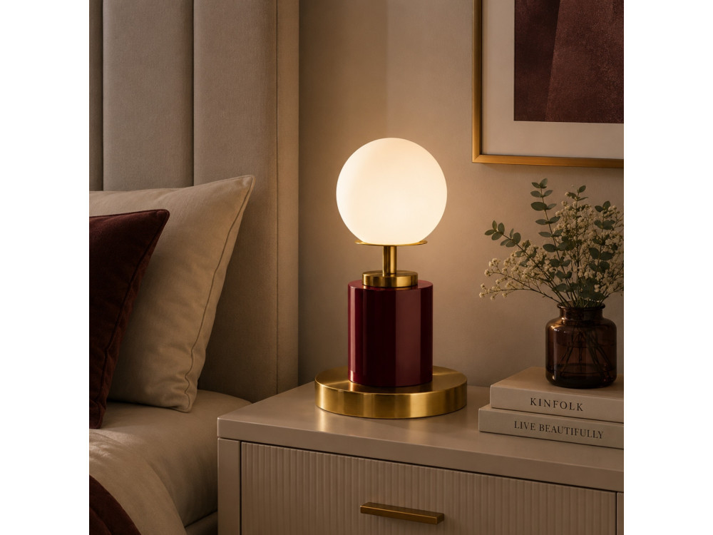 Metalowa lampa stołowa „Moira” – 17 x 17 x 34 cm – czerwona