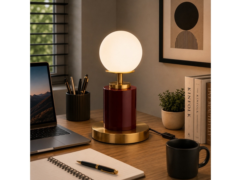 Metalowa lampa stołowa „Moira” – 17 x 17 x 34 cm – czerwona