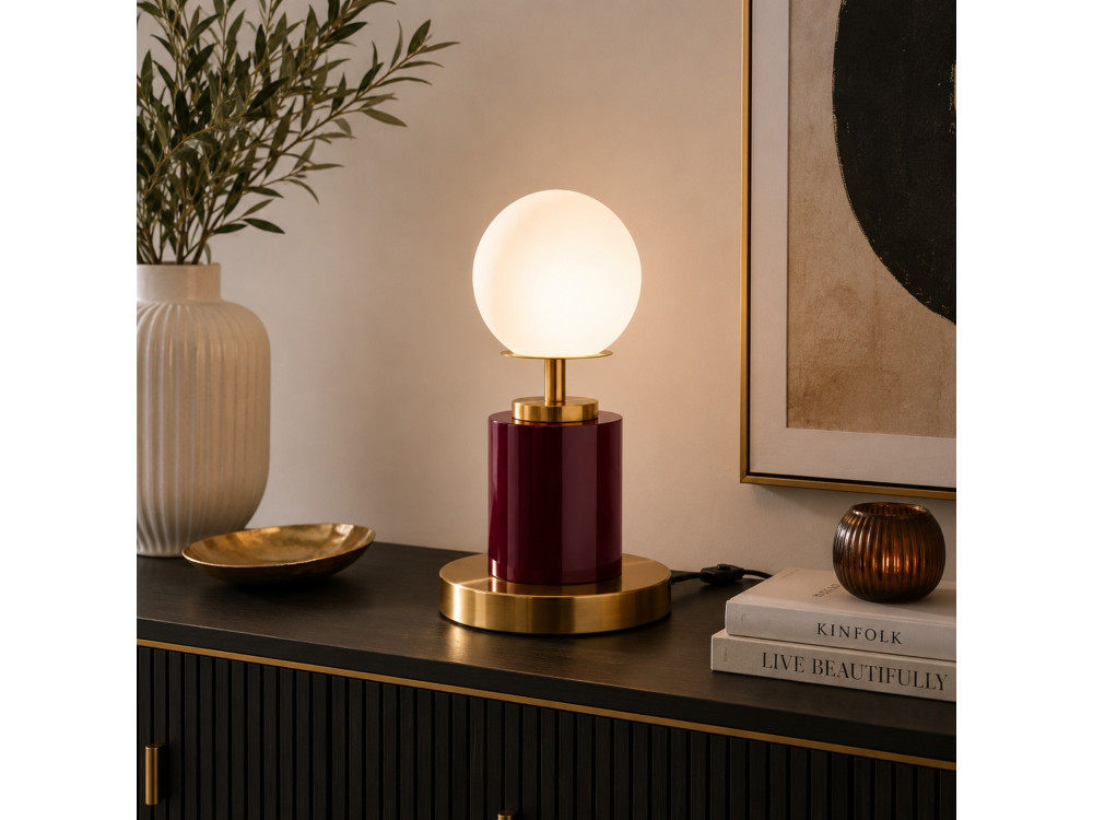Metalowa lampa stołowa „Moira” – 17 x 17 x 34 cm – czerwona