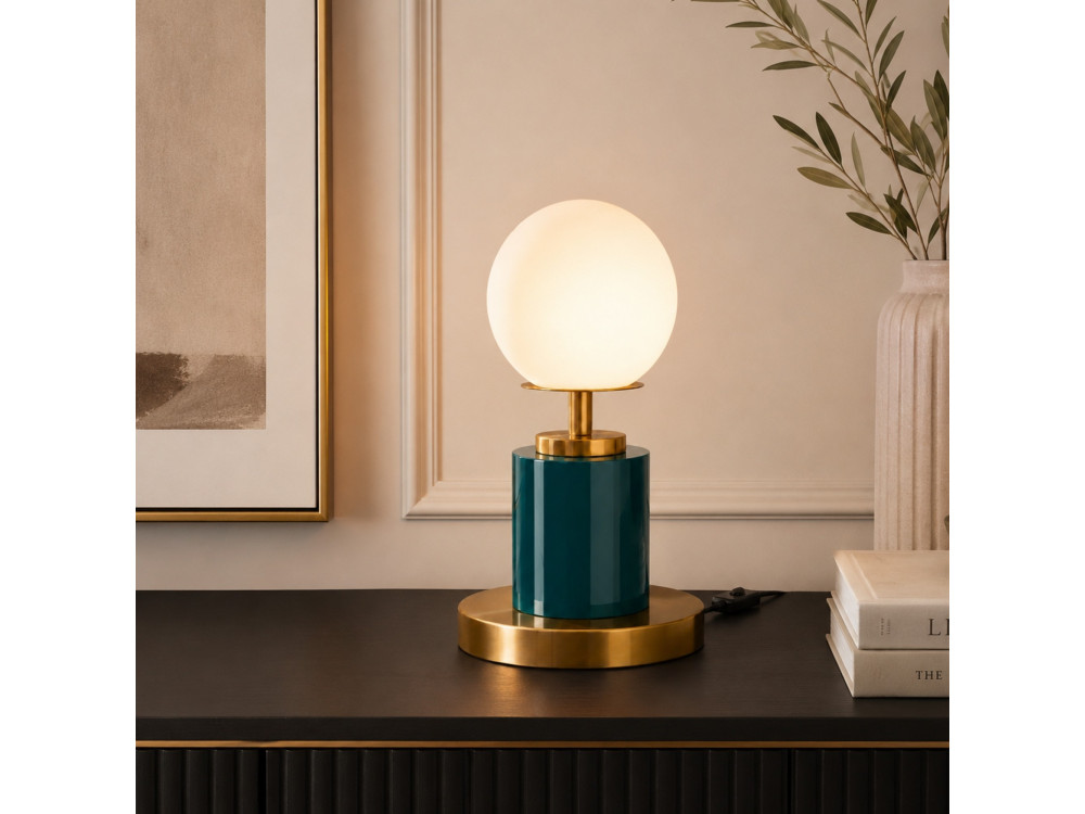 Metalowa lampa stołowa „Moira” – 17 x 17 x 34 cm – ciemnozielona