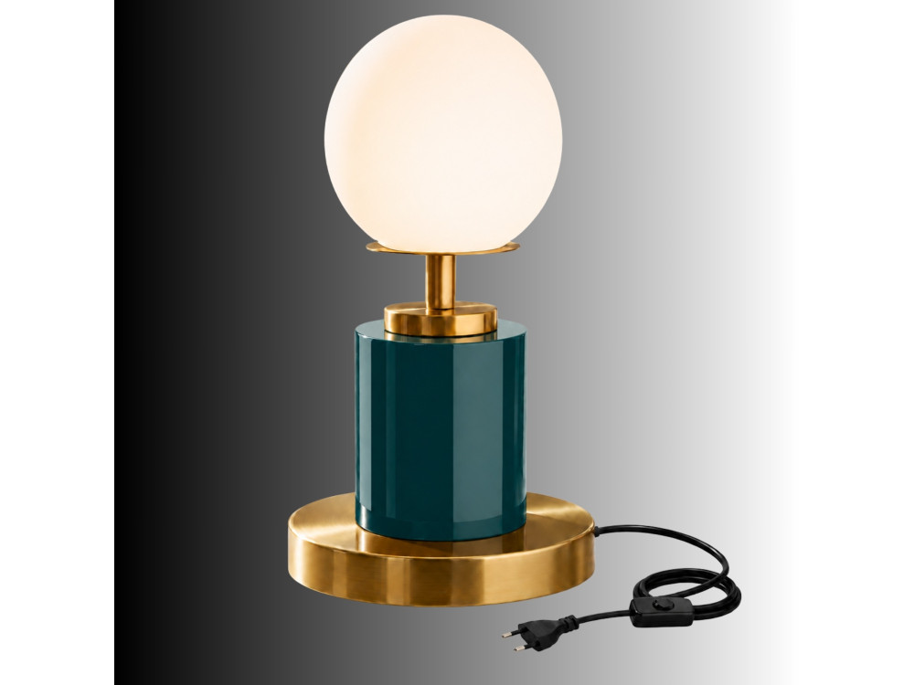 Metalowa lampa stołowa „Moira” – 17 x 17 x 34 cm – ciemnozielona