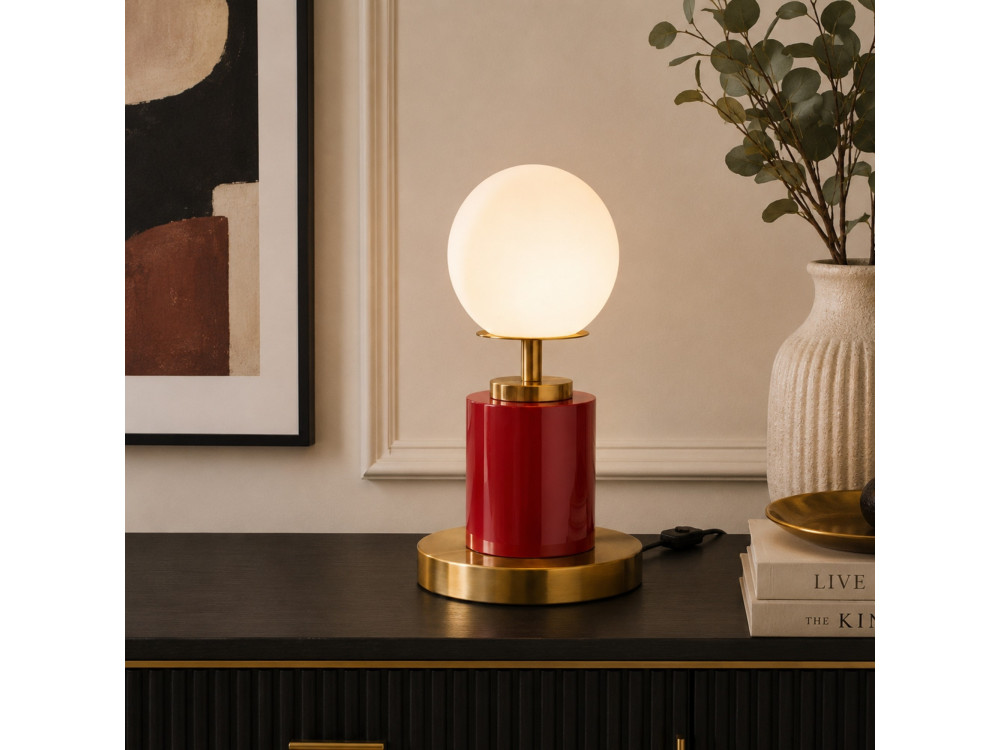 Metalowa lampa stołowa „Moira” – 17 x 17 x 34 cm – czerwona