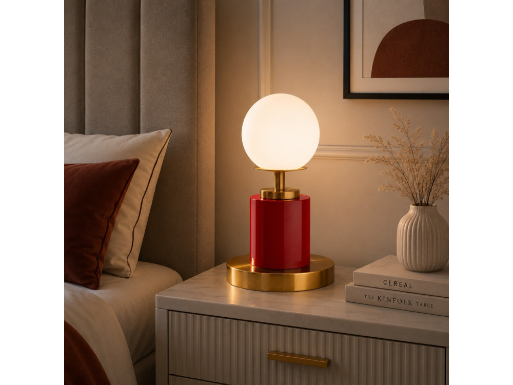 Metalowa lampa stołowa „Moira” – 17 x 17 x 34 cm – czerwona
