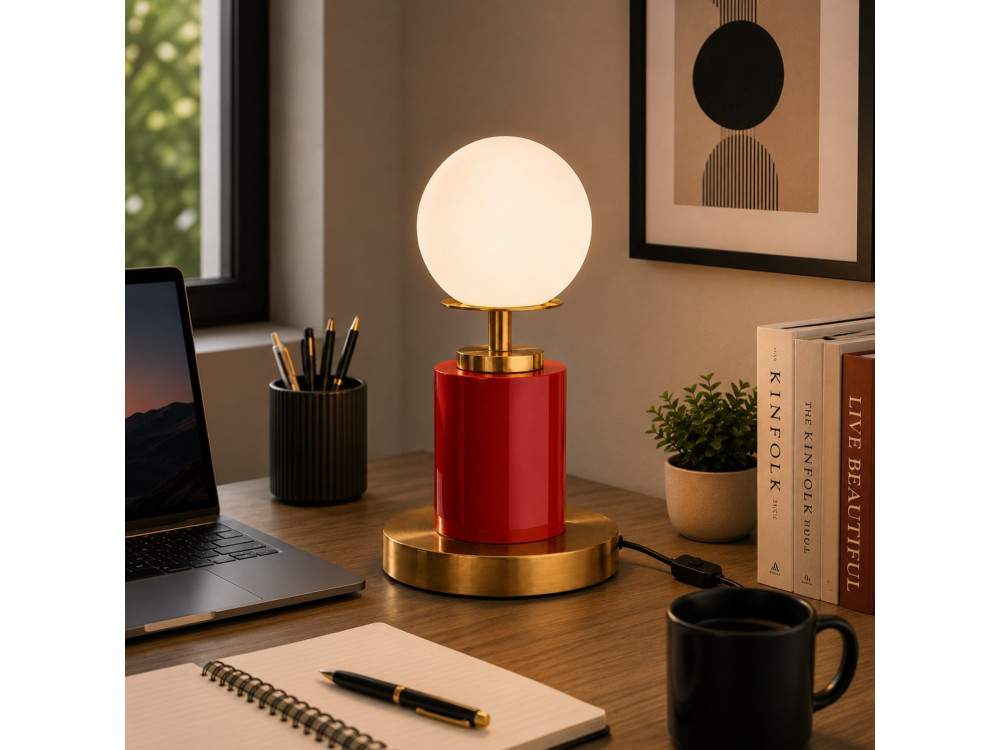 Metalowa lampa stołowa „Moira” – 17 x 17 x 34 cm – czerwona