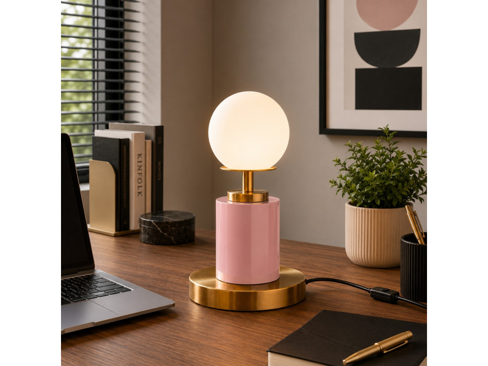 Metalowa lampa stołowa „Moira” – 17 x 17 x 34 cm – różowa