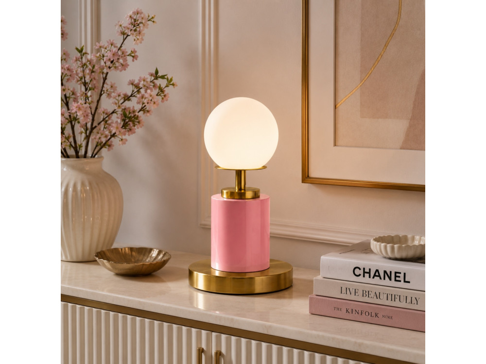 Metalowa lampa stołowa „Moira” – 17 x 17 x 34 cm – różowa