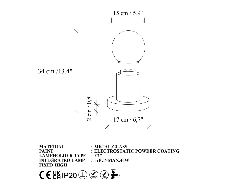 Metalowa lampa stołowa „Moira” – 17 x 17 x 34 cm – różowa