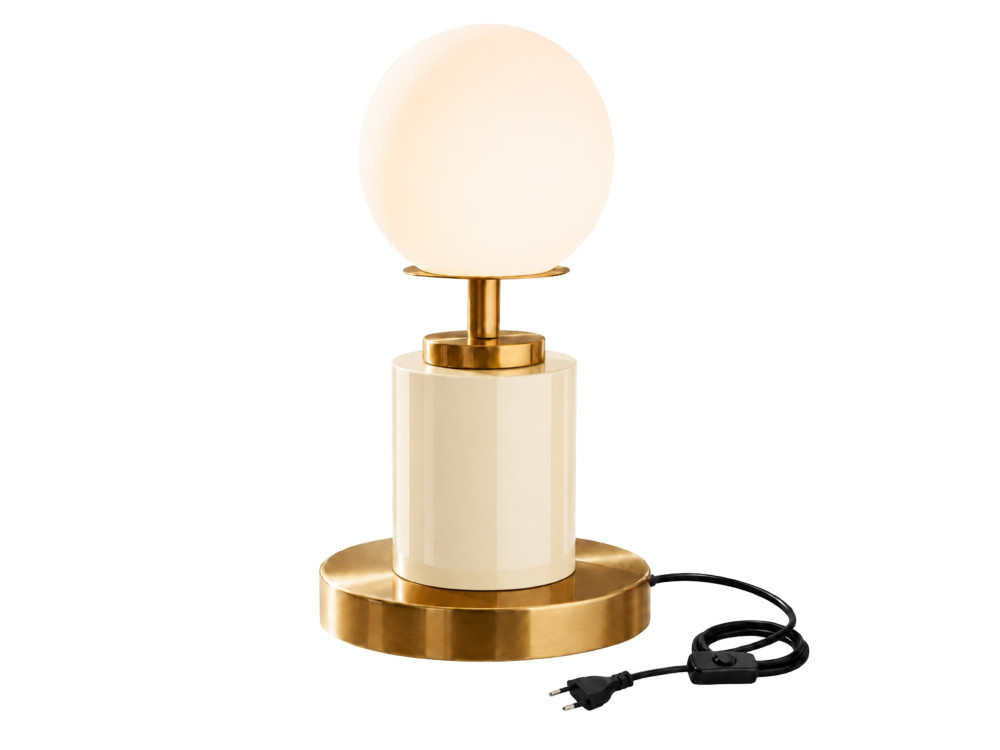 Metalowa lampa stołowa „Moira” – 17 x 17 x 34 cm – beżowa