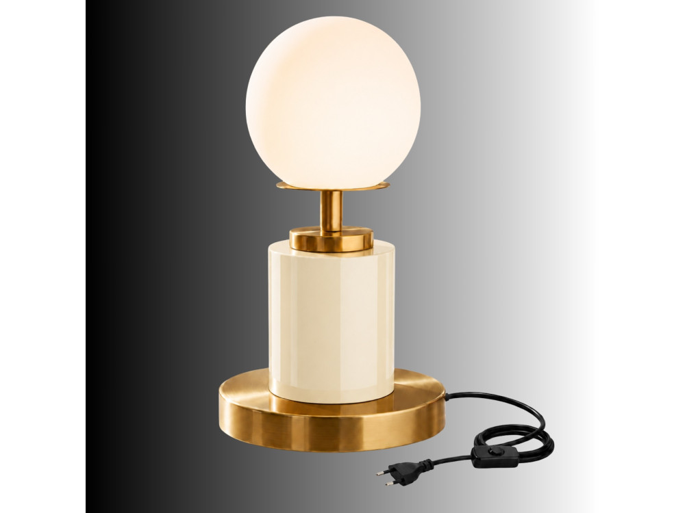 Metalowa lampa stołowa „Moira” – 17 x 17 x 34 cm – beżowa