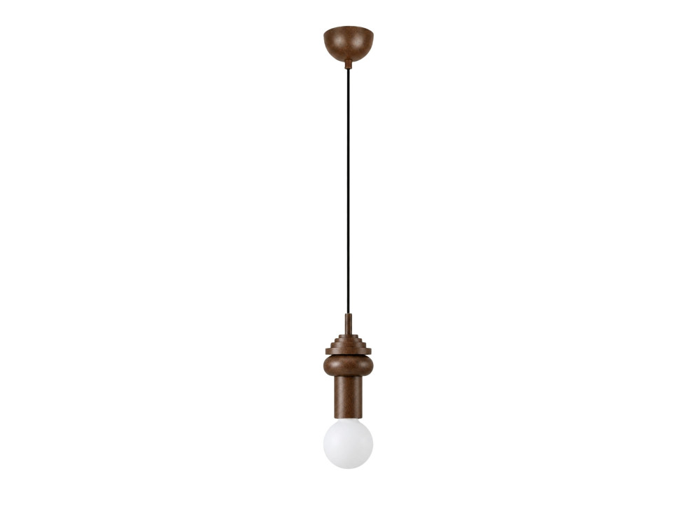 Drewniana lampa wisząca „Rotas” – 10 x 10 x 113 cm – brązowa