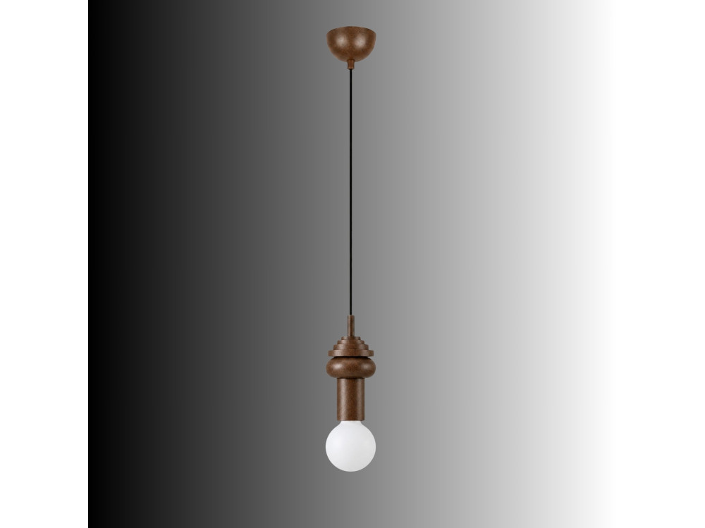 Drewniana lampa wisząca „Rotas” – 10 x 10 x 113 cm – brązowa