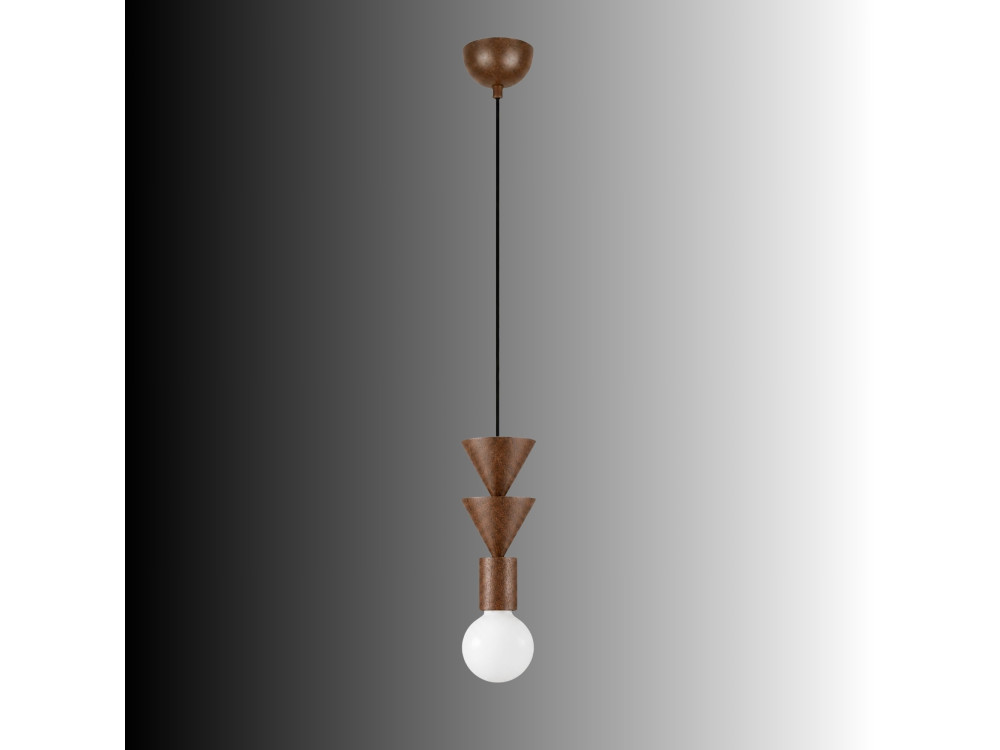 Drewniana lampa wisząca „Rotas” – 10 x 10 x 115 cm – brązowa